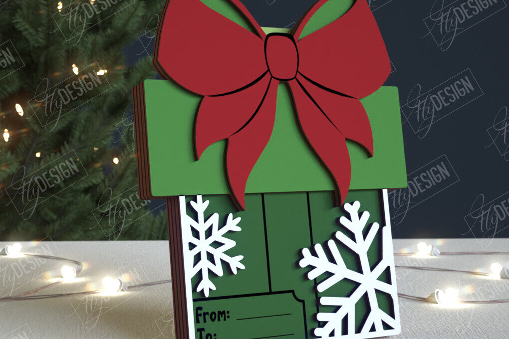 Σετ των 2 Intra απο ξύλο plywood 3mm-4mm πάχος Κάτοχος Χριστουγεννιάτικων Δωροκάρτας|Ευχετήρια κάρτα Δίασταση 15x15 cm INTRAFABR-108788851