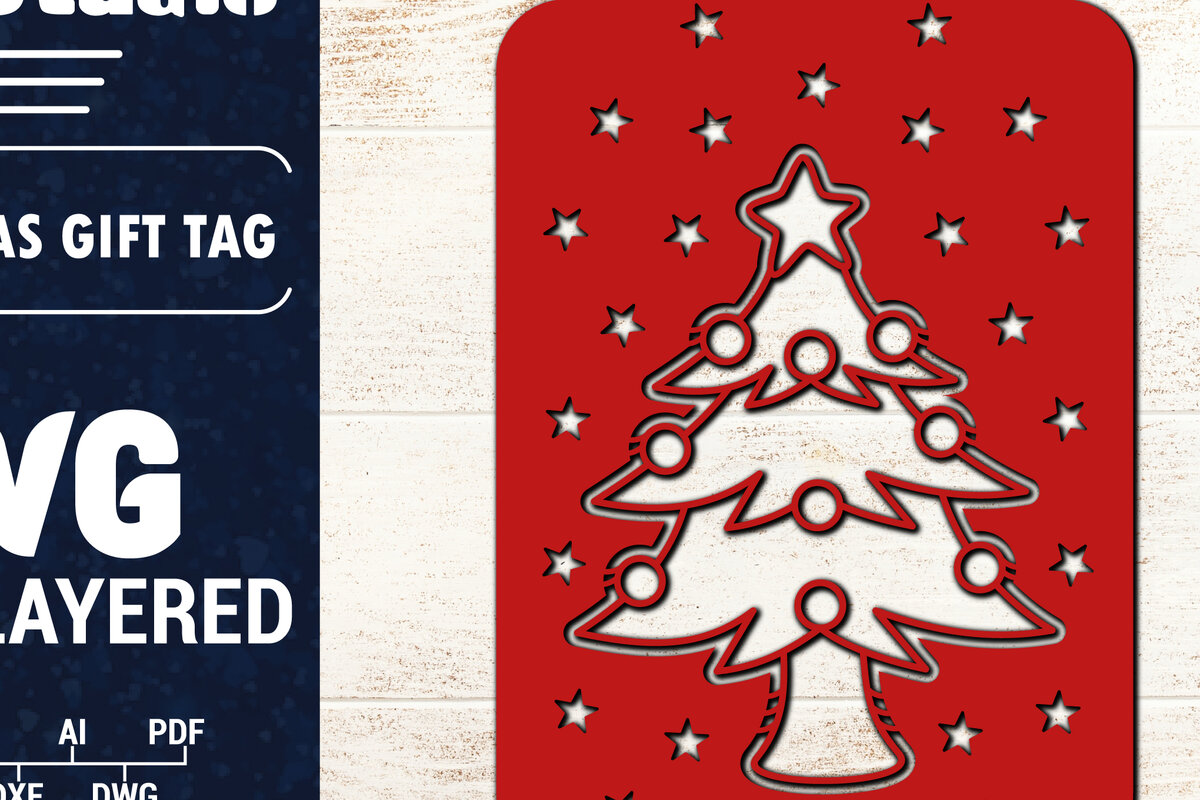 Σετ των 2 Intra απο ξύλο plywood 3mm-4mm πάχος Χριστουγεννιάτικη ετικέτα δώρου 3D Δίασταση 15x15 cm INTRAFABR-74384936