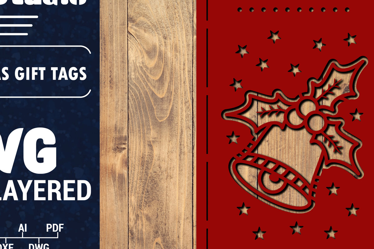 Σετ των 2 Intra απο ξύλο plywood 3mm-4mm πάχος Χριστουγεννιάτικη ετικέτα δώρου 3D Δίασταση 15x15 cm INTRAFABR-85651863