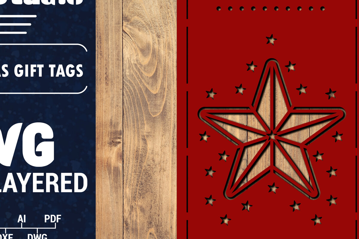 Σετ των 2 Intra απο ξύλο plywood 3mm-4mm πάχος Χριστουγεννιάτικη ετικέτα δώρου 3D Δίασταση 15x15 cm INTRAFABR-85651870