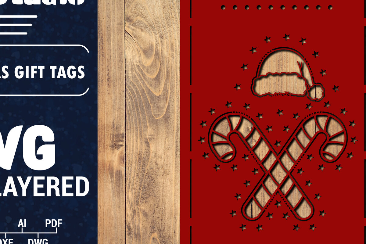 Σετ των 2 Intra απο ξύλο plywood 3mm-4mm πάχος Χριστουγεννιάτικη ετικέτα δώρου 3D Δίασταση 15x15 cm INTRAFABR-85651878