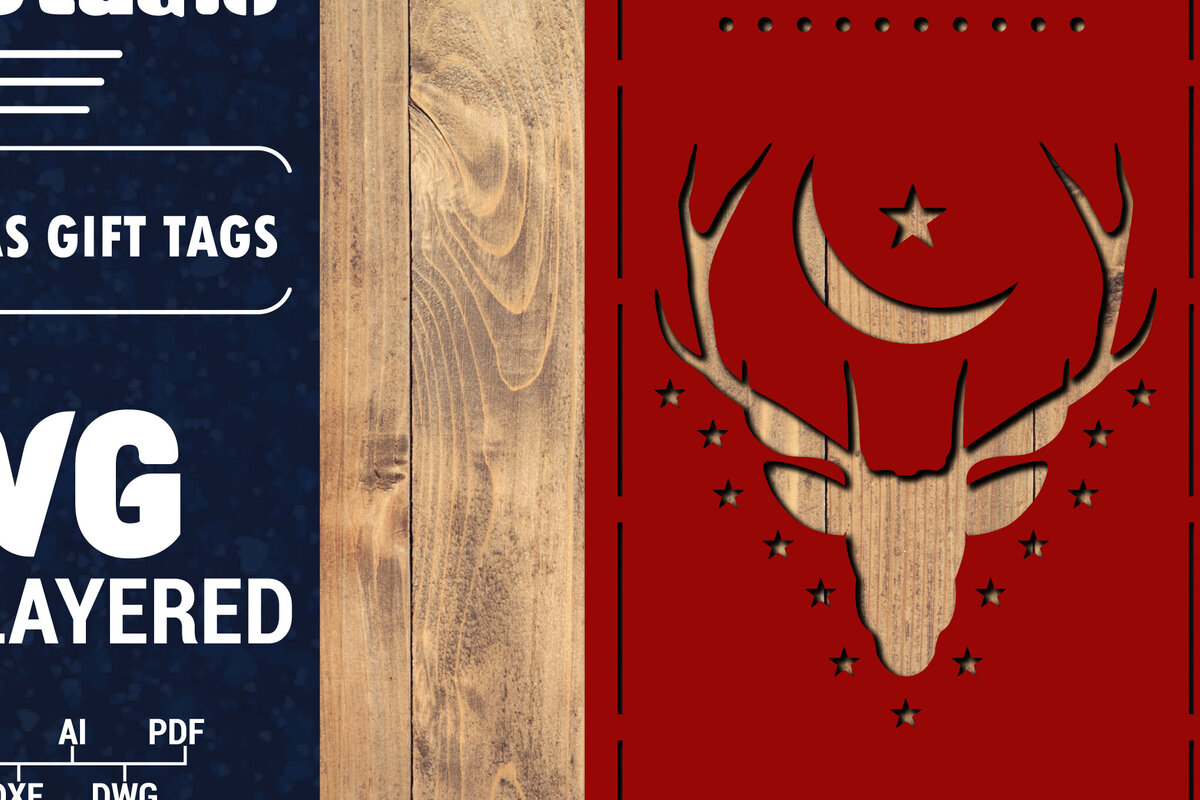 Σετ των 2 Intra απο ξύλο plywood 3mm-4mm πάχος Χριστουγεννιάτικη ετικέτα δώρου 3D Δίασταση 15x15 cm INTRAFABR-85651882