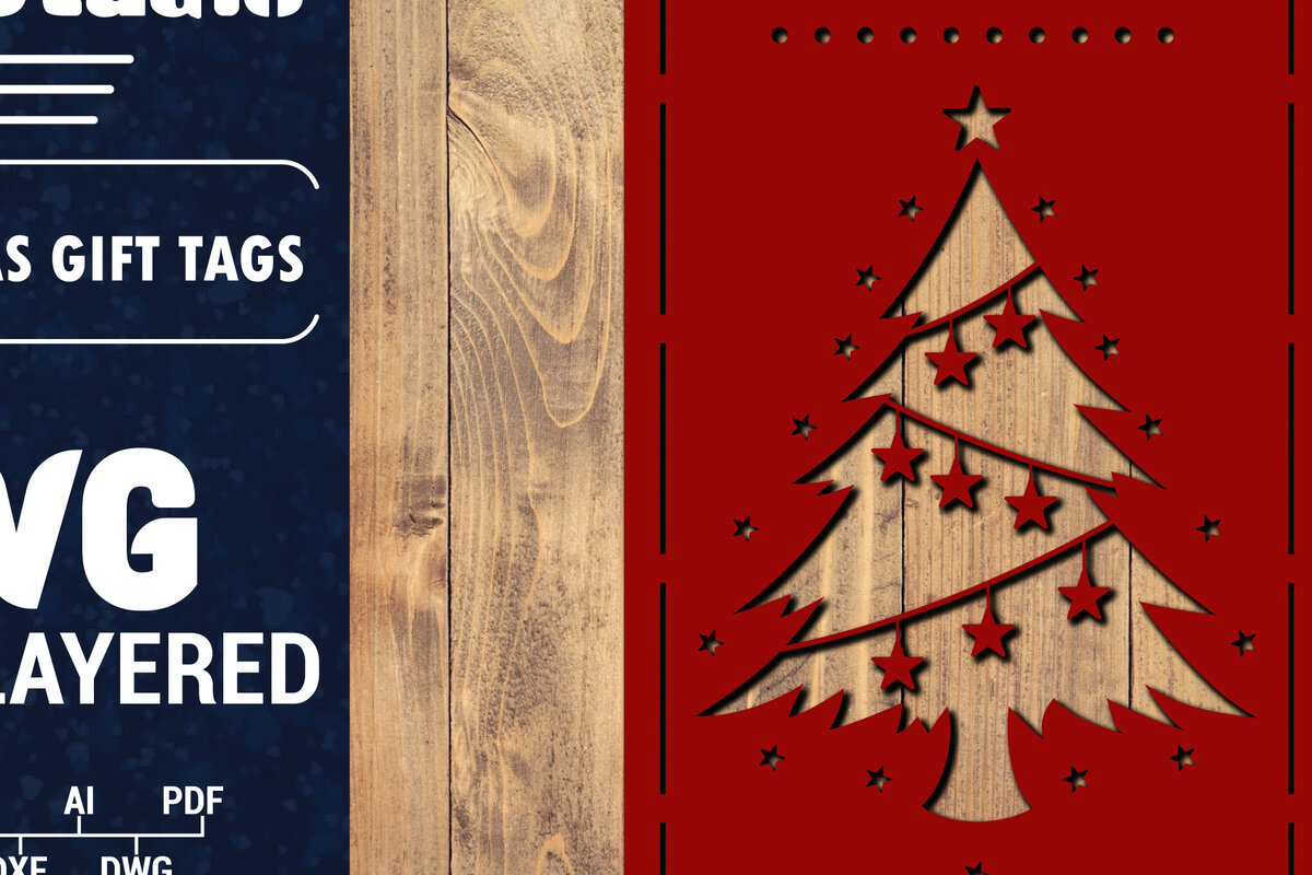 Σετ των 3 Intra απο ξύλο plywood 3mm-4mm πάχος Χριστουγεννιάτικη ετικέτα δώρου 3D Δίασταση 15x15 cm INTRAFABR-85651894