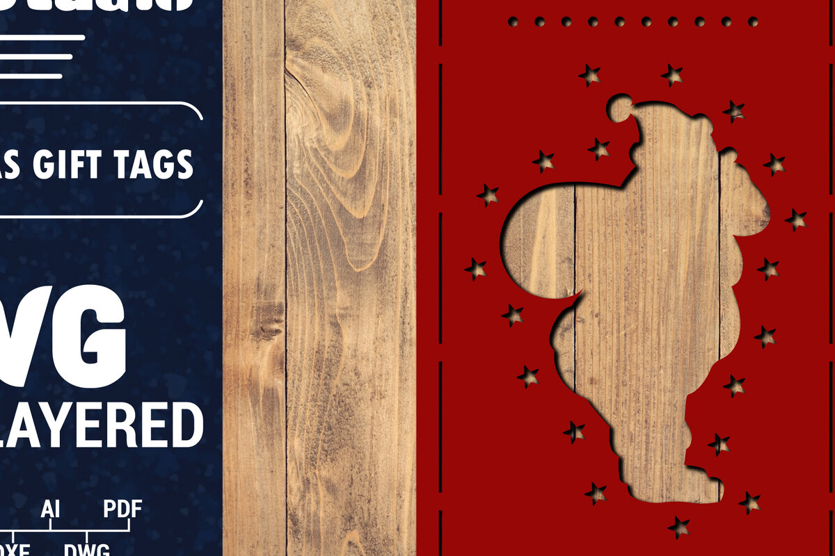 Σετ των 2 Intra απο ξύλο plywood 3mm-4mm πάχος Χριστουγεννιάτικη ετικέτα δώρου 3D Δίασταση 15x15 cm INTRAFABR-85651906