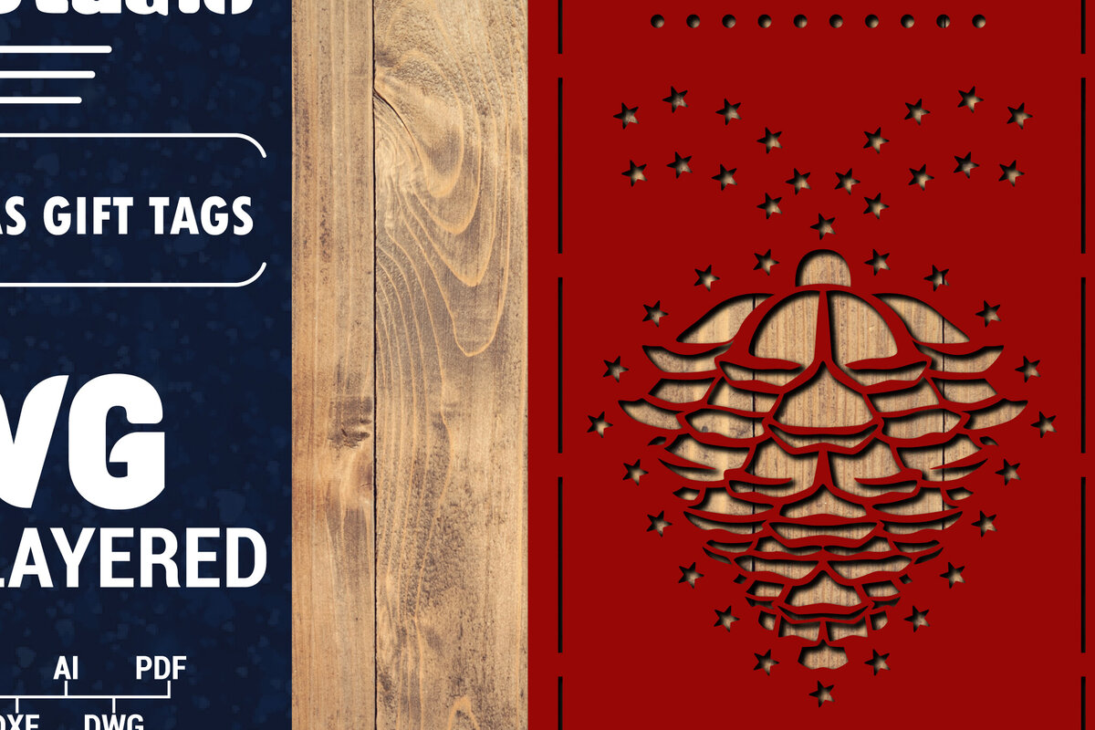 Σετ των 2 Intra απο ξύλο plywood 3mm-4mm πάχος Χριστουγεννιάτικη ετικέτα δώρου 3D Δίασταση 15x15 cm INTRAFABR-85651910