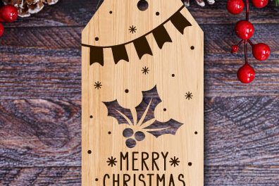 Σετ των 2 Intra απο ξύλο plywood 3mm-4mm πάχος Χριστουγεννιάτικο δώρο ετικέτας κοπής με λέιζερ Δίασταση 15x15 cm INTRAFABR-74443597