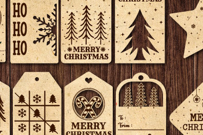 Σετ των 2 Intra απο ξύλο plywood 3mm-4mm πάχος Δώρο Χριστουγεννιάτικου δώρου με Δίασταση 15x15 cm INTRAFABR-79321589