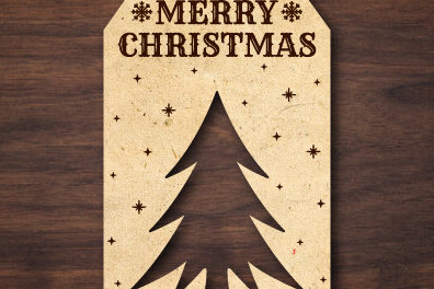 Σετ των 2 Intra απο ξύλο plywood 3mm-4mm πάχος Σχέδιο κοπής με λέιζερ ετικέτας δώρου Χριστουγέννων Δίασταση 15x15 cm INTRAFABR-79321470