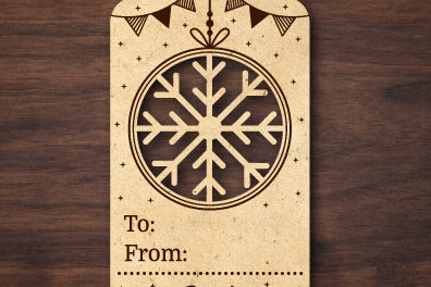 Σετ των 2 Intra απο ξύλο plywood 3mm-4mm πάχος Σχέδιο κοπής με λέιζερ ετικέτας δώρου Χριστουγέννων Δίασταση 15x15 cm INTRAFABR-79321429