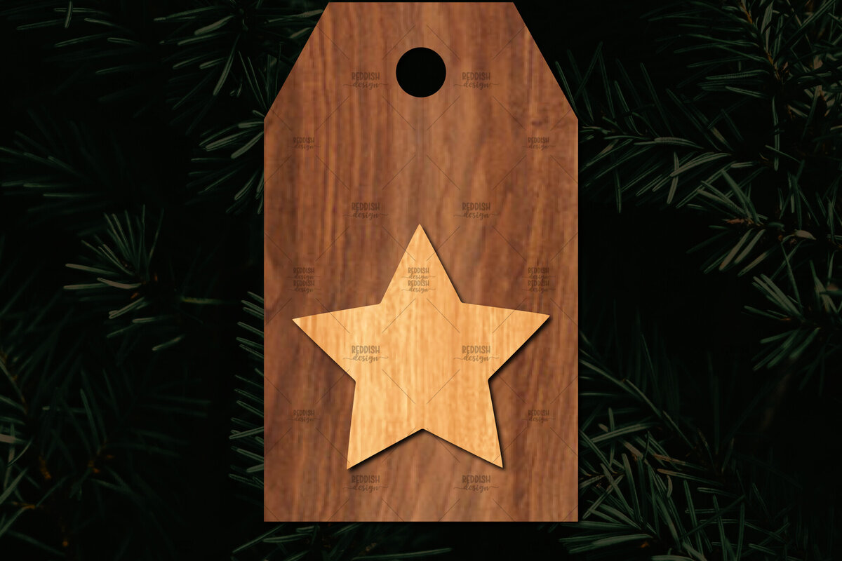 Σετ των 2 Intra απο ξύλο plywood 3mm-4mm πάχος Χριστουγεννιάτικο δώρο ετικέτας Δίασταση 15x15 cm INTRAFABR-113221037