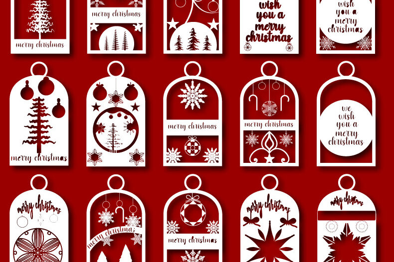 Σετ των 2 Intra απο ξύλο plywood 3mm-4mm πάχος Χριστουγεννιάτικη ετικέτα δώρου 803 Δίασταση 15x15 cm INTRAFABR-52873045