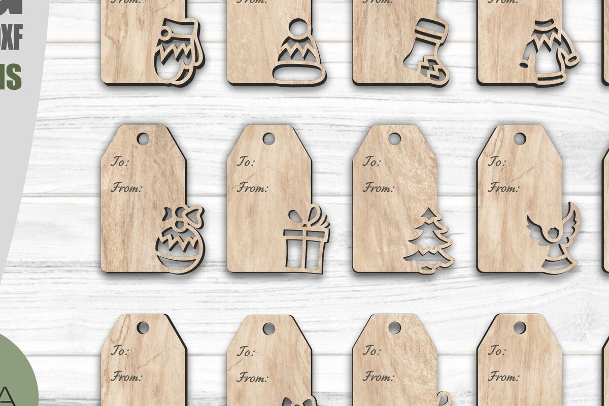 Σετ των 2 Intra απο ξύλο plywood 3mm-4mm πάχος ετικετών δώρου Χριστουγέννων, Δίασταση 30x20 cm INTRAFABR-78251207