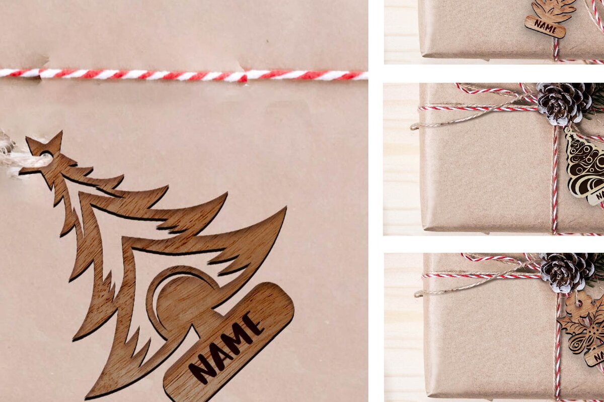 Σετ των 2 Intra απο ξύλο plywood 3mm-4mm πάχος Χριστουγεννιάτικο δώρο Ετικέτες . Ετικέτα δώρου Δίασταση 15x15 cm INTRAFABR-103051295