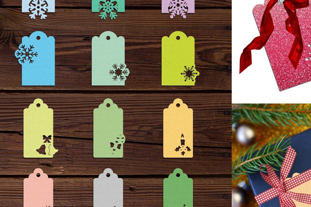 Σετ των 3 Intra απο ξύλο plywood 3mm-4mm πάχος Ετικέτες χριστουγεννιάτικου δώρου - Κοπή χαρτιού Δίασταση 15x15 cm INTRAFABR-72626975