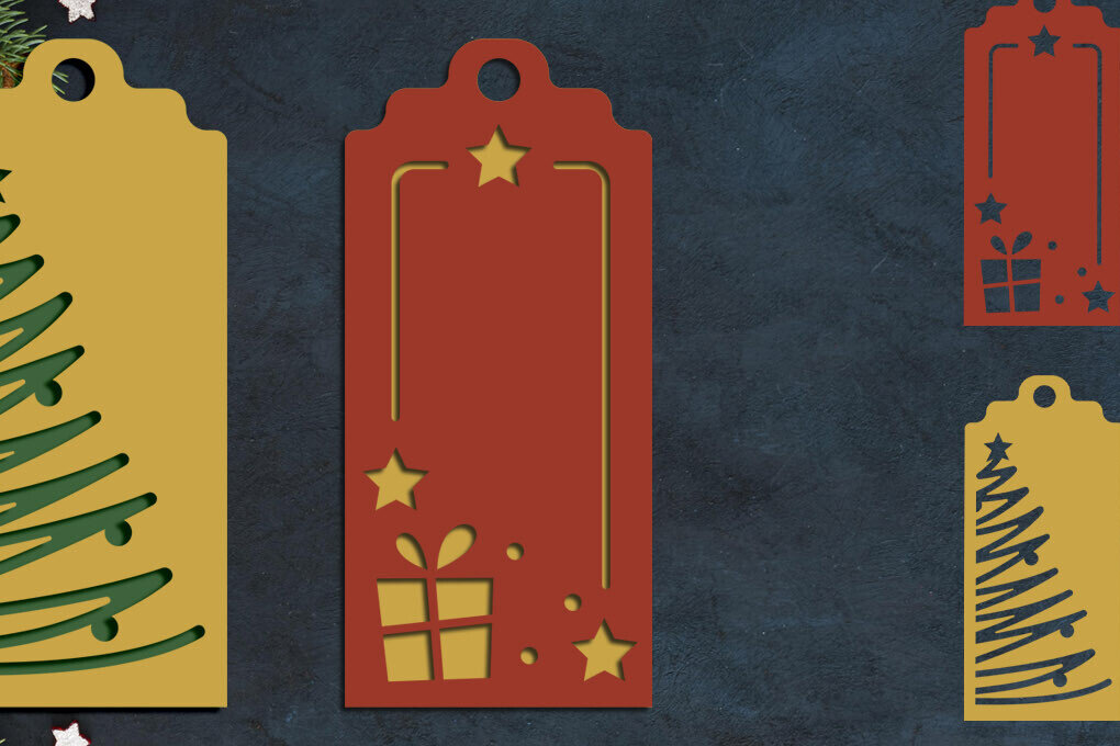 Σετ των 2 Intra απο ξύλο plywood 3mm-4mm πάχος Ετικέτες δώρου Χριστουγέννων Papercut Δίασταση 15x15 cm INTRAFABR-81208816