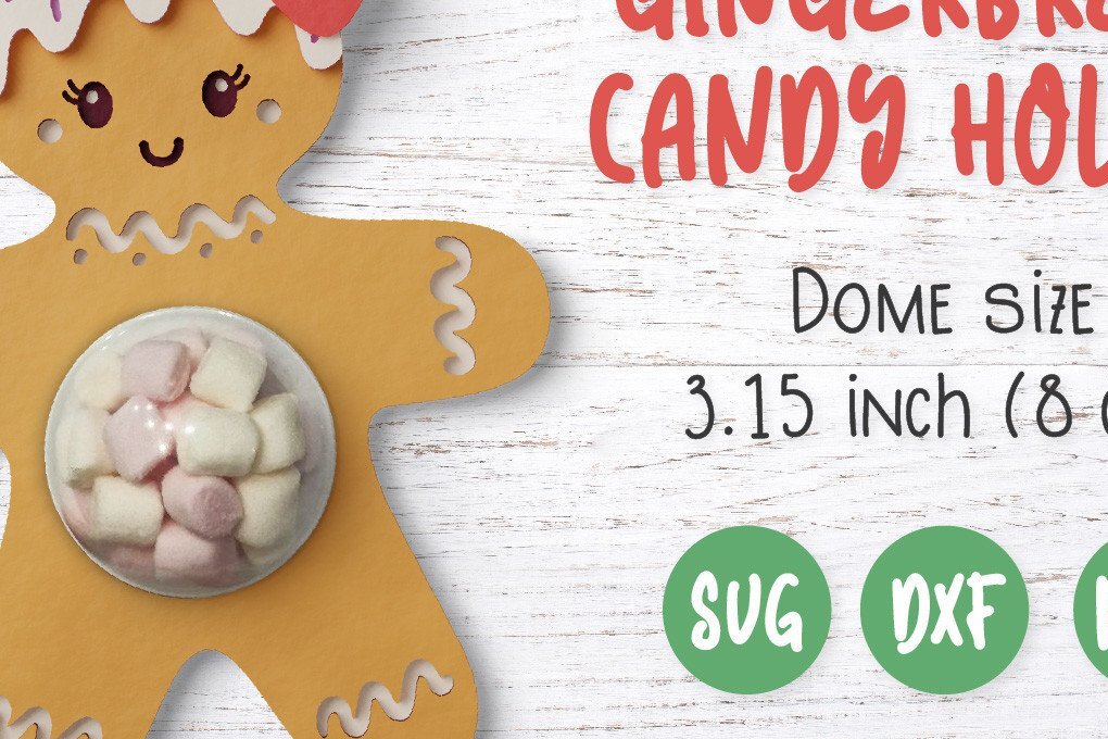 Σετ των 3 Intra απο ξύλο plywood 3mm-4mm πάχος Χριστουγεννιάτικος θόλος καραμέλας μελόψωμο Δίασταση 8x8 cm INTRAFABR-45928859