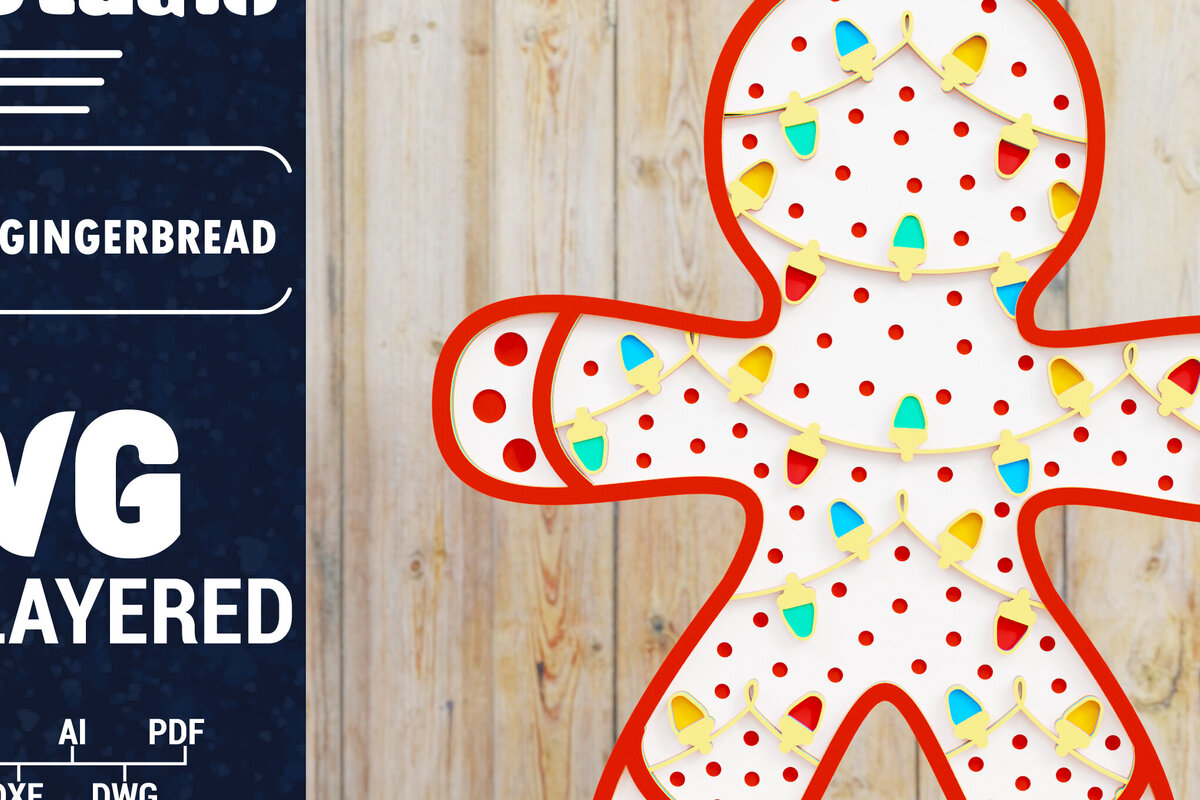 Σετ των 2 Intra απο ξύλο plywood 3mm-4mm πάχος Χριστουγεννιάτικη διακόσμηση με μελόψωμο 3d Δίασταση 1500x1500 cm INTRAFABR-84298278