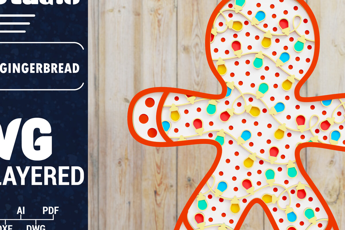 Σετ των 2 Intra απο ξύλο plywood 3mm-4mm πάχος Χριστουγεννιάτικη διακόσμηση με μελόψωμο 3d Δίασταση 1500x1500 cm INTRAFABR-84298286