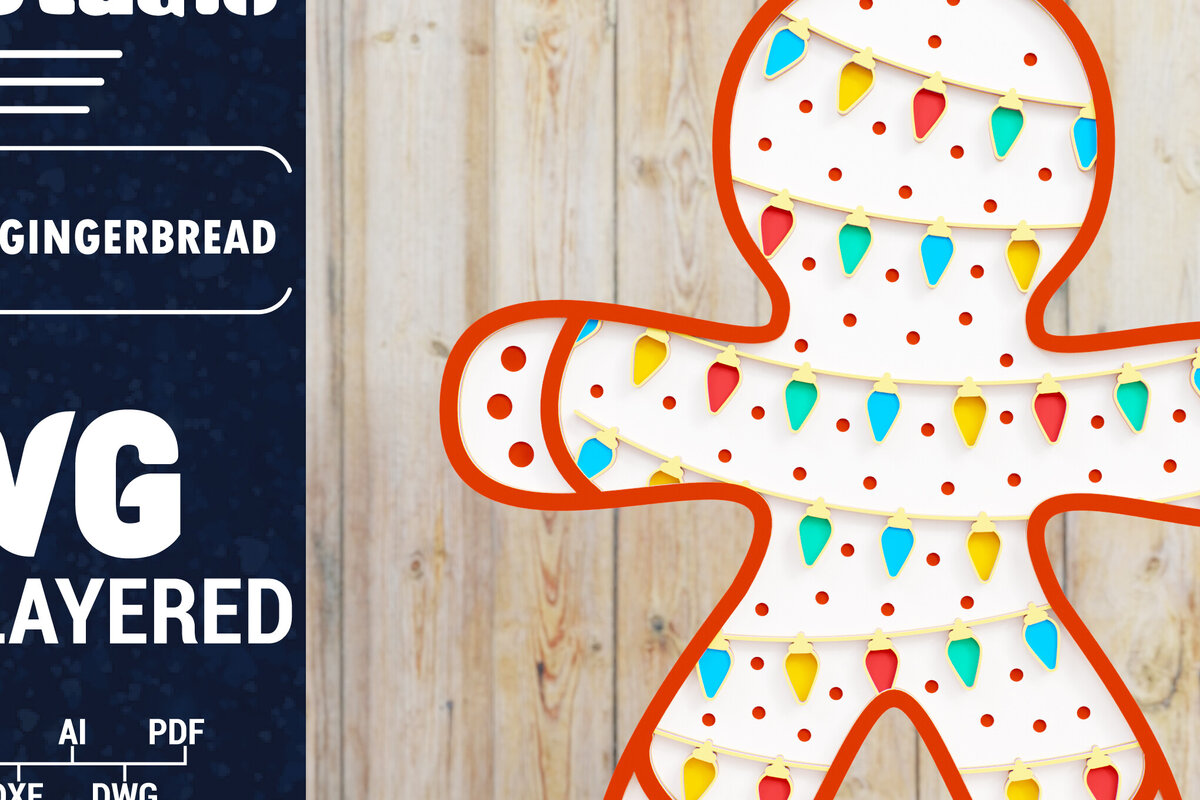 Σετ των 2 Intra απο ξύλο plywood 3mm-4mm πάχος Χριστουγεννιάτικη διακόσμηση με μελόψωμο 3d Δίασταση 1500x1500 cm INTRAFABR-84298277