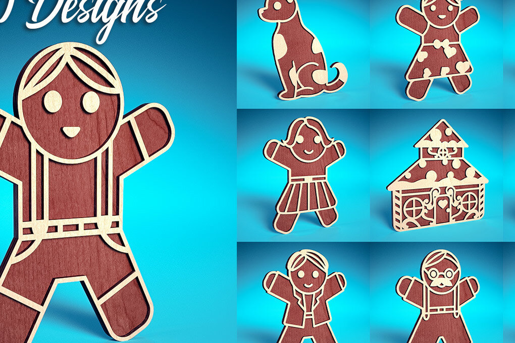 Intra απο ξύλο plywood 3mm-4mm πάχος Σχέδιο κοπής με λέιζερ Χριστουγεννιάτικο μελόψωμο Δίασταση 15x15 cm INTRAFABR-75818105