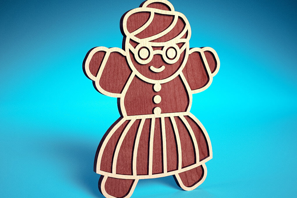 Σετ των 2 Intra απο ξύλο plywood 3mm-4mm πάχος Χριστουγεννιάτικο Gingerbread Cut  Δίασταση 15x15 cm INTRAFABR-75818299