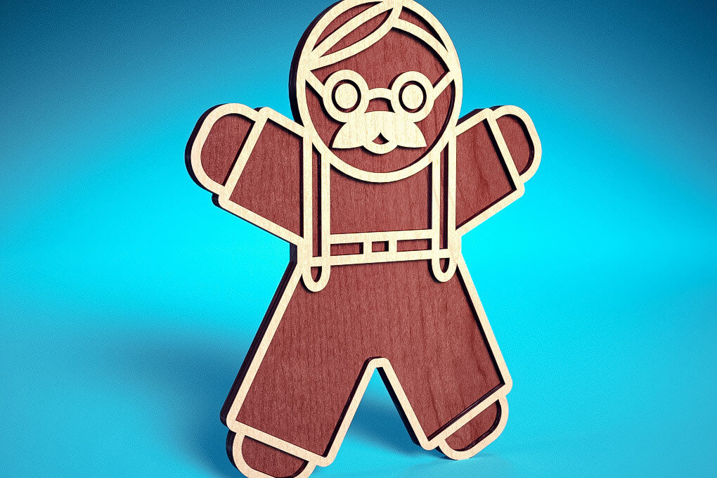 Σετ των 2 Intra απο ξύλο plywood 3mm-4mm πάχος Χριστουγεννιάτικο Gingerbread Cut  Δίασταση 15x15 cm INTRAFABR-75818333