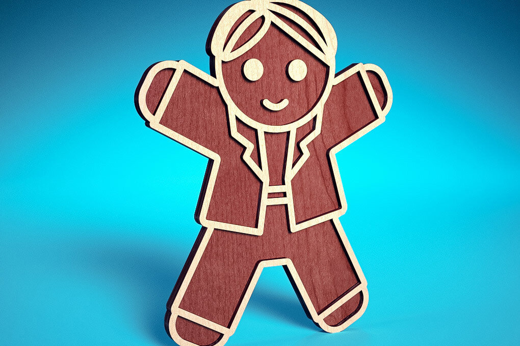 Σετ των 2 Intra απο ξύλο plywood 3mm-4mm πάχος Χριστουγεννιάτικο Gingerbread Cut  Δίασταση 15x15 cm INTRAFABR-75818365