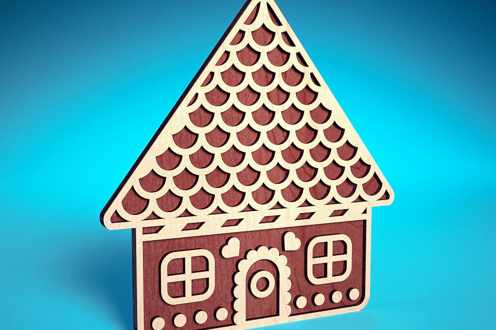 Σετ των 3 Intra απο ξύλο plywood 3mm-4mm πάχος Χριστουγεννιάτικο Gingerbread Cut  Δίασταση 15x15 cm INTRAFABR-75818455