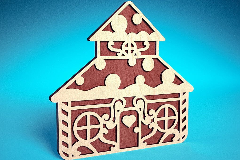 Σετ των 2 Intra απο ξύλο plywood 3mm-4mm πάχος Χριστουγεννιάτικο Gingerbread Cut  Δίασταση 15x15 cm INTRAFABR-75818481