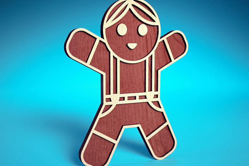 Σετ των 2 Intra απο ξύλο plywood 3mm-4mm πάχος Χριστουγεννιάτικο Gingerbread Cut  Δίασταση 15x15 cm INTRAFABR-75818212