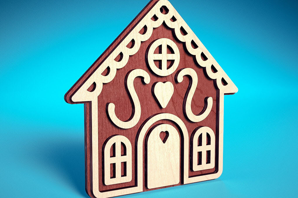 Σετ των 3 Intra απο ξύλο plywood 3mm-4mm πάχος Χριστουγεννιάτικο στολίδι με μελόψωμο με λέιζερ Δίασταση 8x8 cm INTRAFABR-72024166