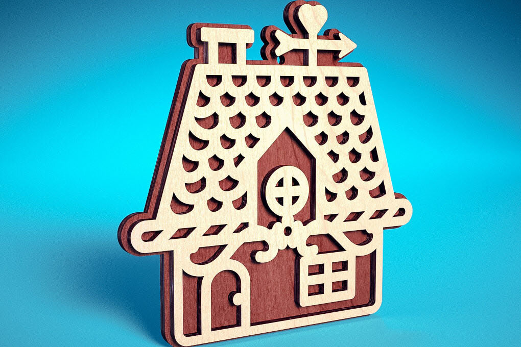 Σετ των 3 Intra απο ξύλο plywood 3mm-4mm πάχος Χριστουγεννιάτικο στολίδι με μελόψωμο με λέιζερ Δίασταση 8x8 cm INTRAFABR-72024180