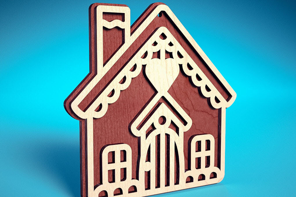 Σετ των 3 Intra απο ξύλο plywood 3mm-4mm πάχος Χριστουγεννιάτικο στολίδι με μελόψωμο με λέιζερ Δίασταση 8x8 cm INTRAFABR-72024154