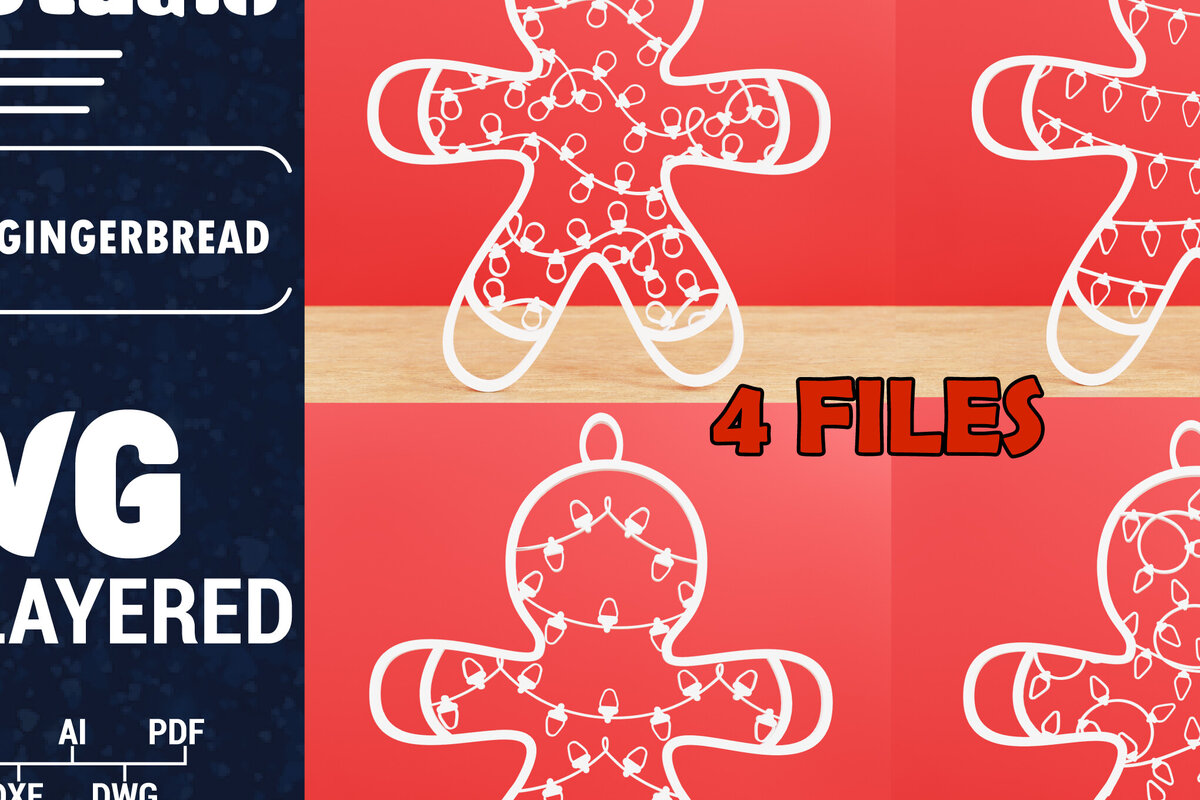 Σετ των 2 Intra απο ξύλο plywood 3mm-4mm πάχος Χριστουγεννιάτικου Gingerbread PaperCut Δίασταση 1500x1500 cm INTRAFABR-84450162