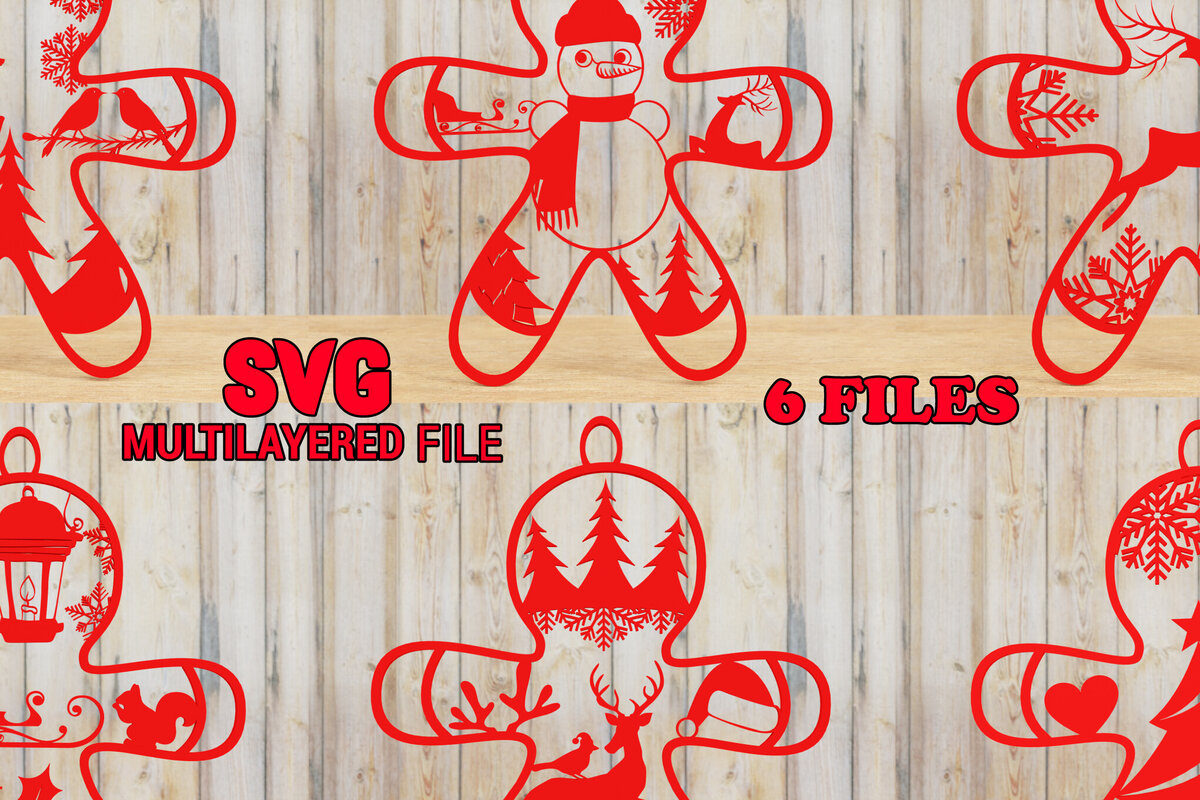 Σετ των 2 Intra απο ξύλο plywood 3mm-4mm πάχος Χριστουγεννιάτικου Gingerbread PaperCut Δίασταση 1500x1500 cm INTRAFABR-84603430