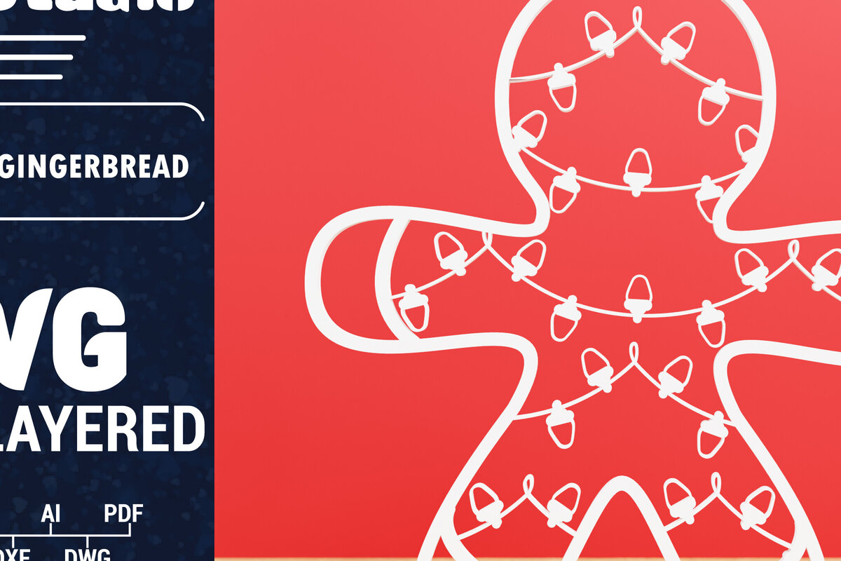 Σετ των 2 Intra απο ξύλο plywood 3mm-4mm πάχος Χριστουγεννιάτικου Gingerbread PaperCut Δίασταση 1500x1500 cm INTRAFABR-84450133