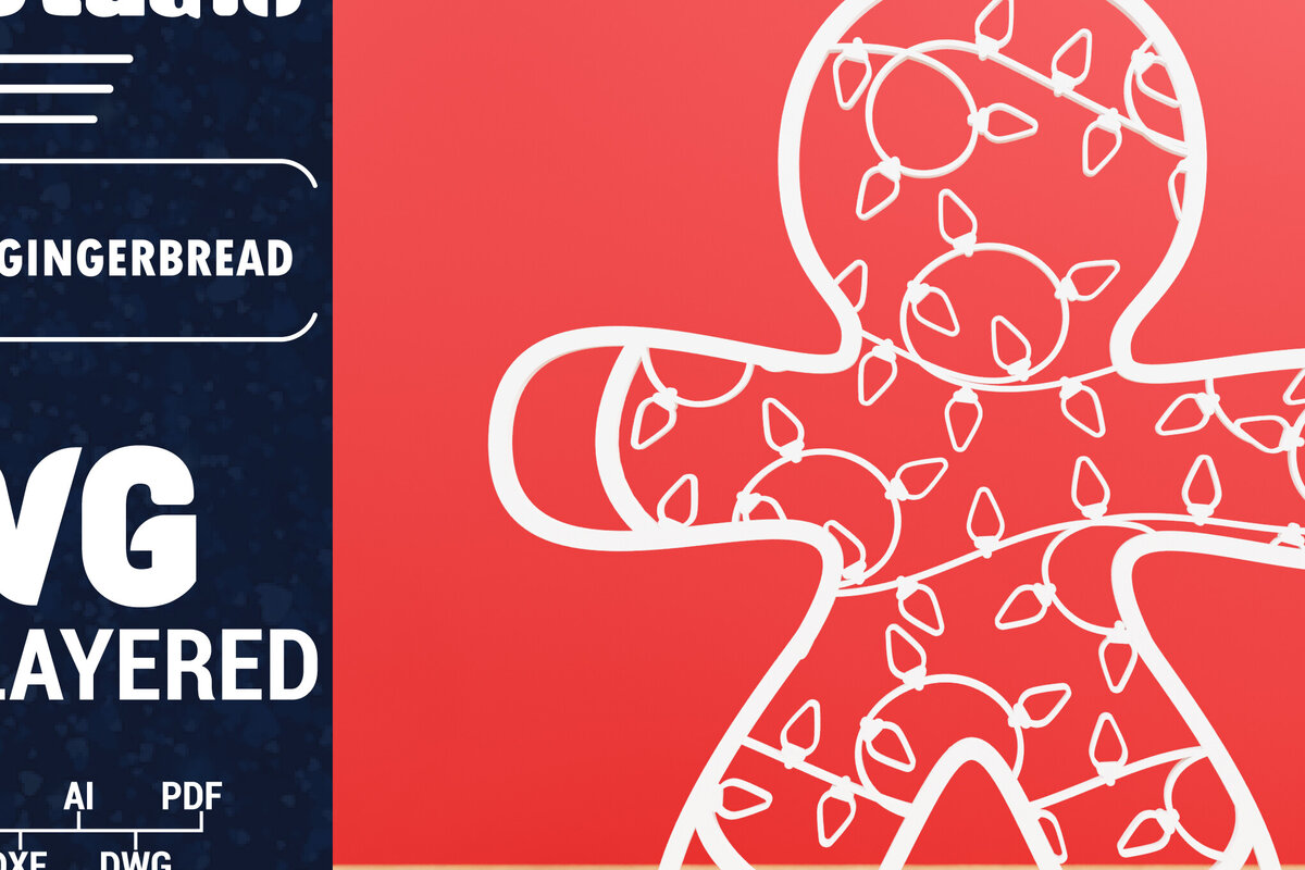 Σετ των 2 Intra απο ξύλο plywood 3mm-4mm πάχος Χριστουγεννιάτικου Gingerbread PaperCut Δίασταση 1500x1500 cm INTRAFABR-84450143