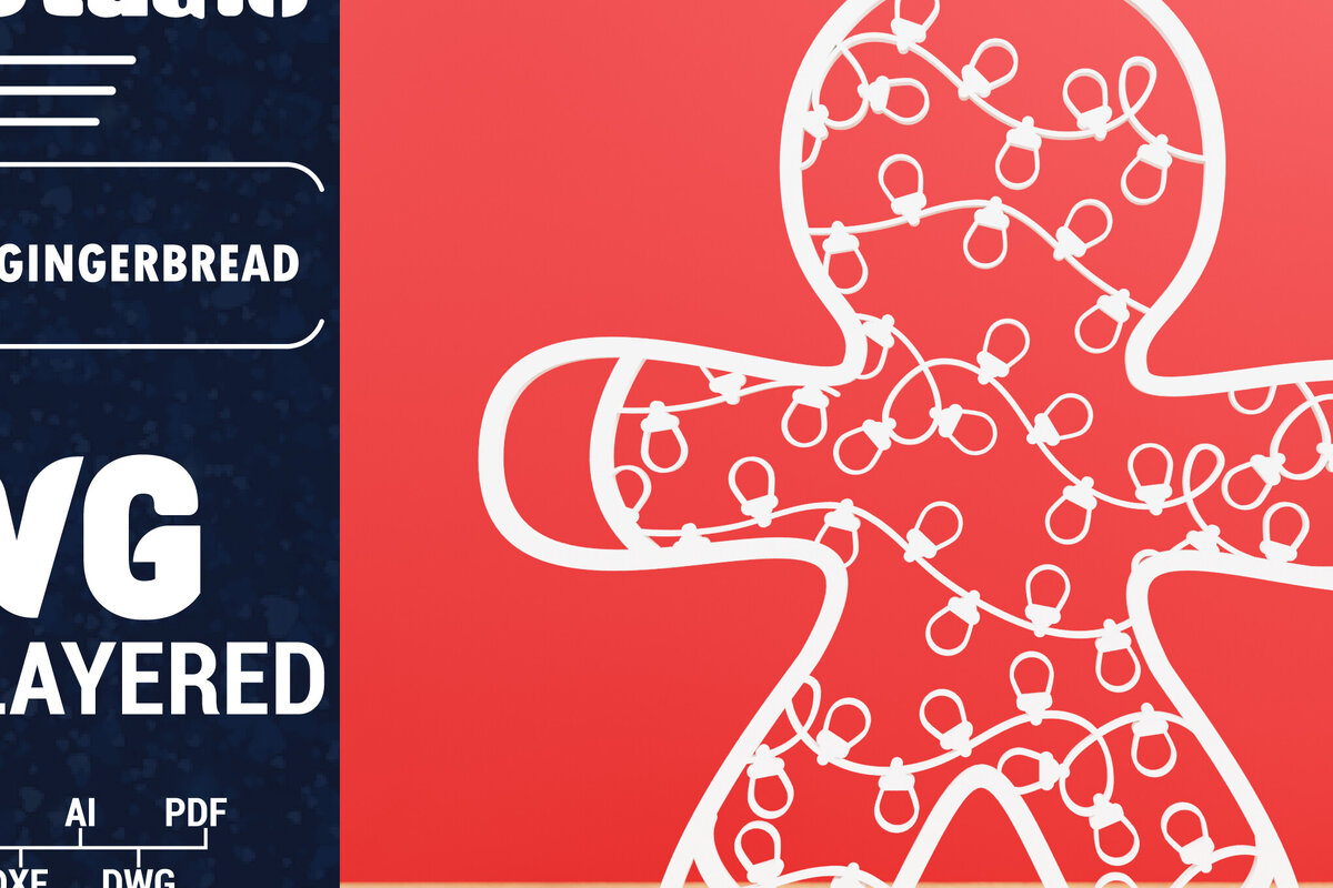 Σετ των 2 Intra απο ξύλο plywood 3mm-4mm πάχος Χριστουγεννιάτικου Gingerbread PaperCut Δίασταση 1500x1500 cm INTRAFABR-84450149