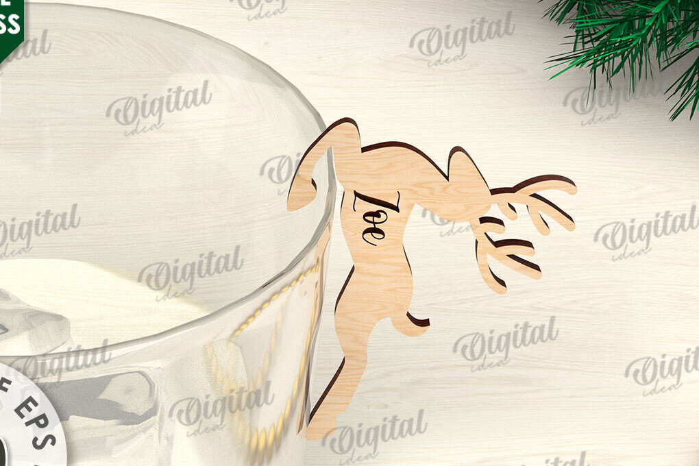 Σετ των 2 Intra απο ξύλο plywood 3mm-4mm πάχος Χριστουγεννιάτικη διακόσμηση γυαλιού με λέιζερ Δίασταση 15x15 cm INTRAFABR-109276283