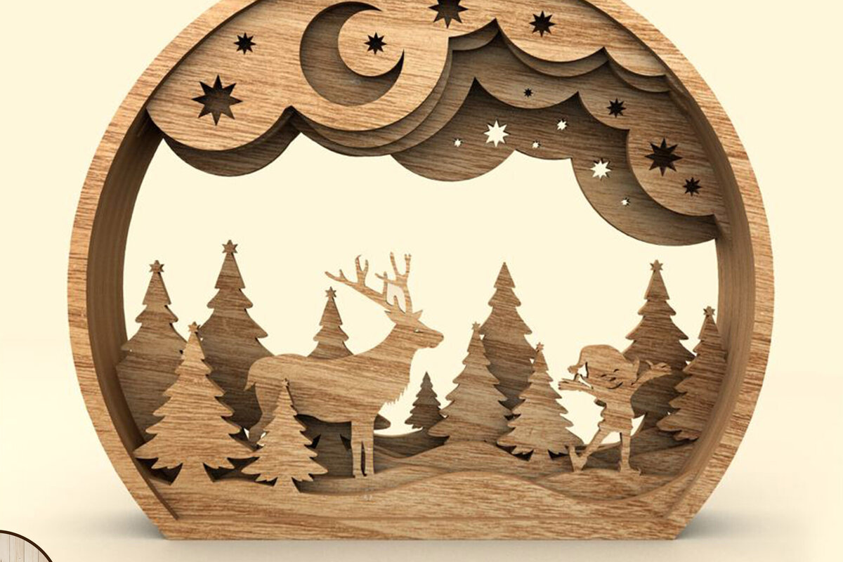 Σετ των 3 Intra απο ξύλο plywood 3mm-4mm πάχος Χριστουγεννιάτικη σφαίρα διακοσμητικό πρότυπο Δίασταση 4x4 cm INTRAFABR-108748363