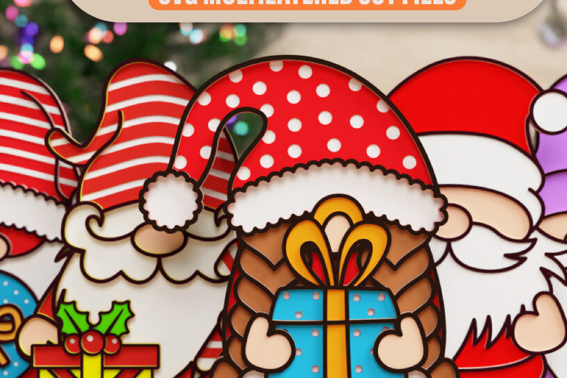 Intra απο ξύλο plywood 3mm-4mm πάχος Christmas Gnome 3D || ΔΕΜΑ || Δίασταση 40x40 cm INTRAFABR-75745478