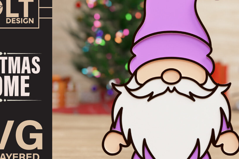 Intra απο ξύλο plywood 3mm-4mm πάχος Christmas Gnome 3D Multilayered Cut Δίασταση 40x40 cm INTRAFABR-75706864