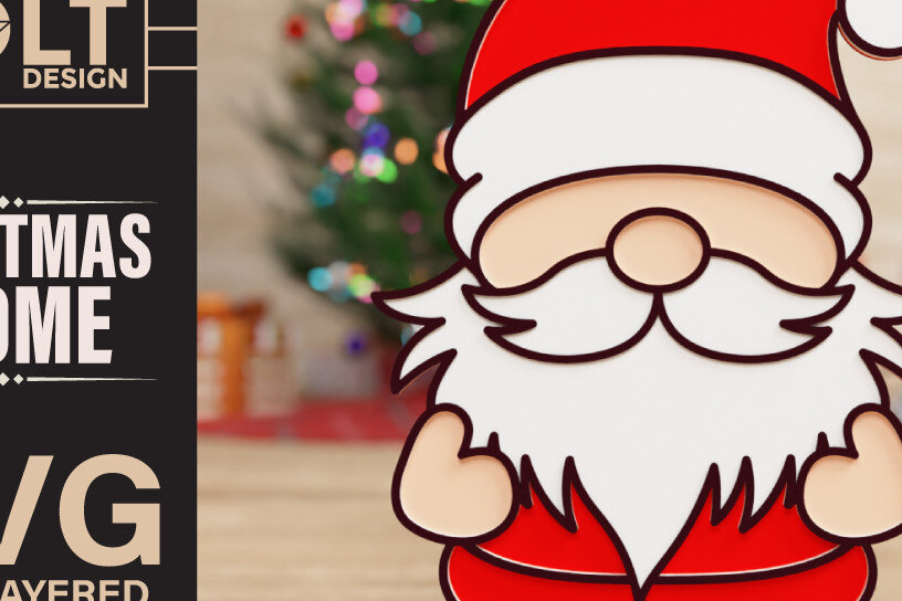 Intra απο ξύλο plywood 3mm-4mm πάχος Christmas Gnome 3D Multilayered Cut Δίασταση 40x40 cm INTRAFABR-75706920