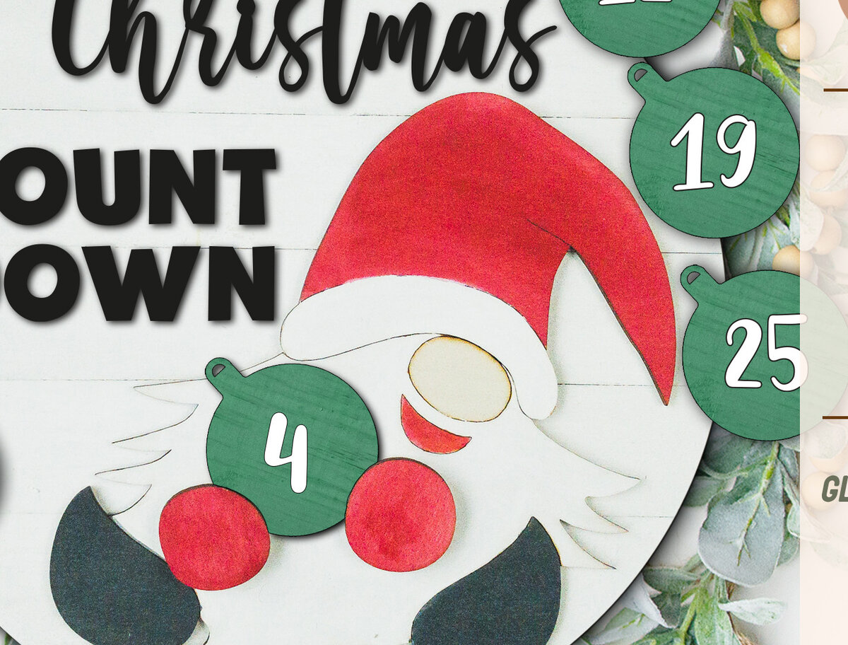 Σετ των 2 Intra απο ξύλο plywood 3mm-4mm πάχος Χριστουγεννιάτικο Gnome αντίστροφη μέτρηση σημάδι Δίασταση 12x20 cm INTRAFABR-47866226