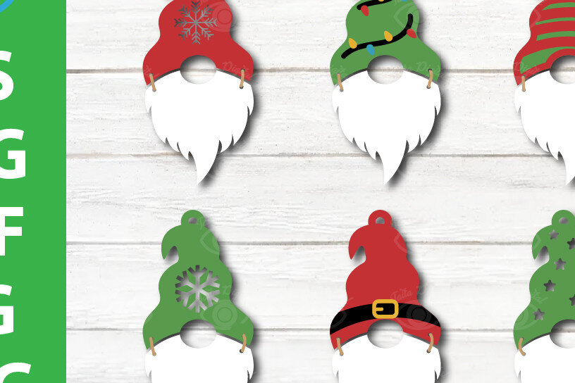 Σετ των 3 Intra απο ξύλο plywood 3mm-4mm πάχος Χριστουγεννιάτικα σκουλαρίκια Gnome Δίασταση 3x3 cm INTRAFABR-48805264