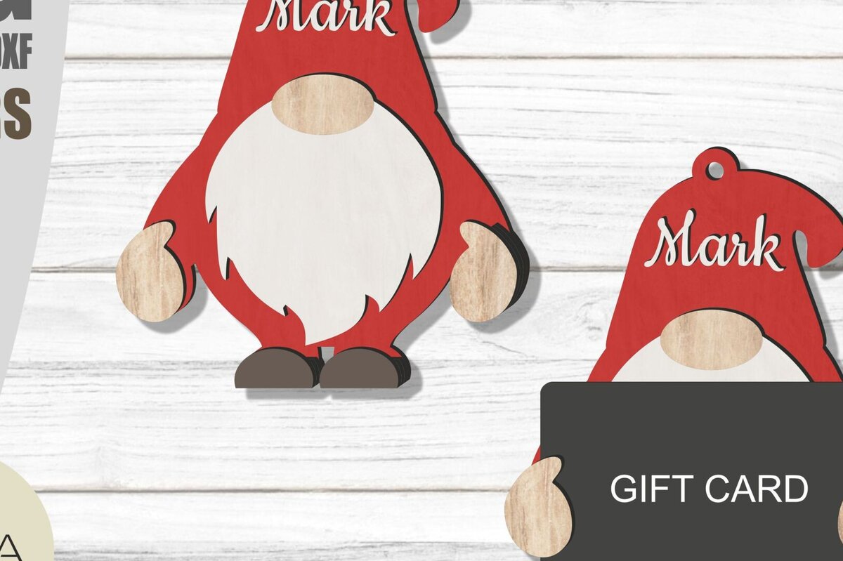 Intra απο ξύλο plywood 3mm-4mm πάχος Χριστουγεννιάτικο Gnome Δωροθήκη  Δίασταση 54x54 cm INTRAFABR-79711010