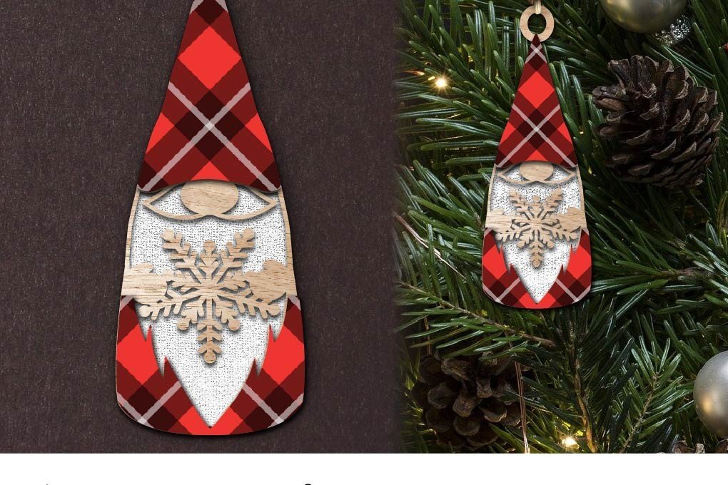 Σετ των 3 Intra απο ξύλο plywood 3mm-4mm πάχος Χριστουγεννιάτικο Gnome . Χριστούγεννα Δίασταση 3x3 cm INTRAFABR-38985425