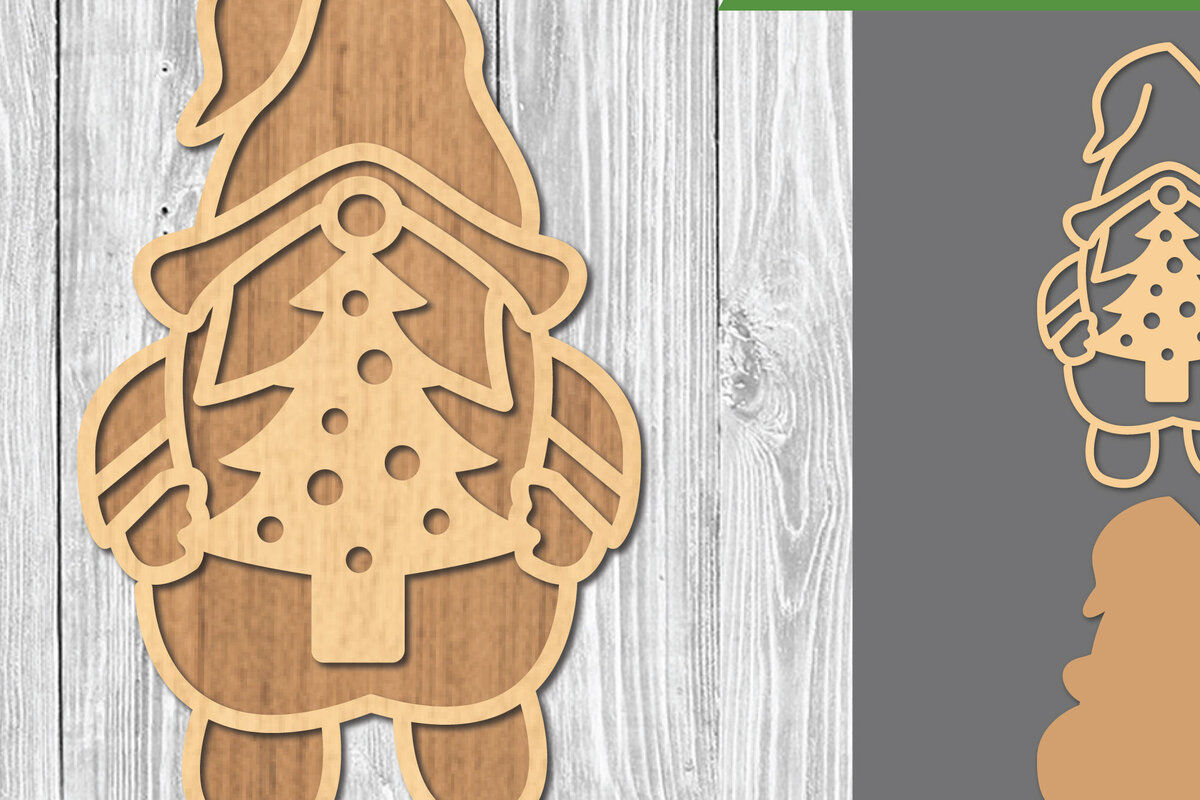 Σετ των 2 Intra απο ξύλο plywood 3mm-4mm πάχος Χριστουγεννιάτικο Gnome Διακόσμηση Δίασταση 15x15 cm INTRAFABR-107202061