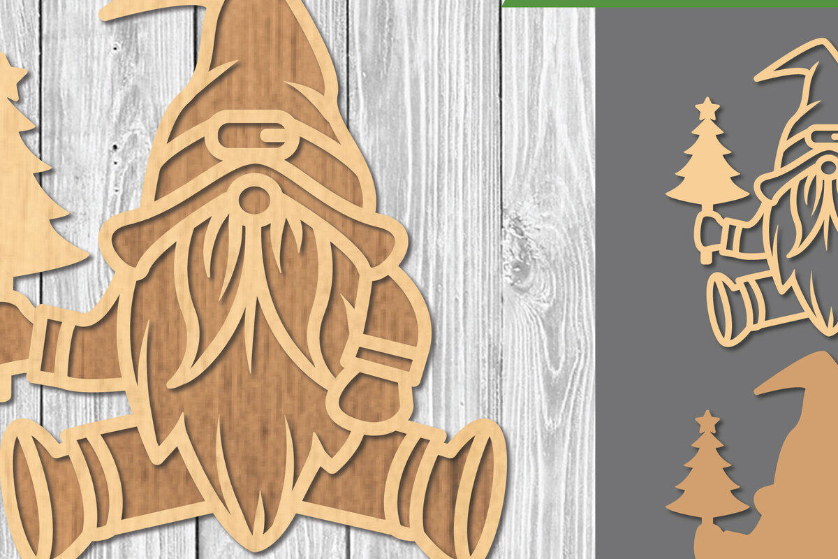 Σετ των 2 Intra απο ξύλο plywood 3mm-4mm πάχος Χριστουγεννιάτικο Gnome Διακόσμηση Δίασταση 15x15 cm INTRAFABR-107202025