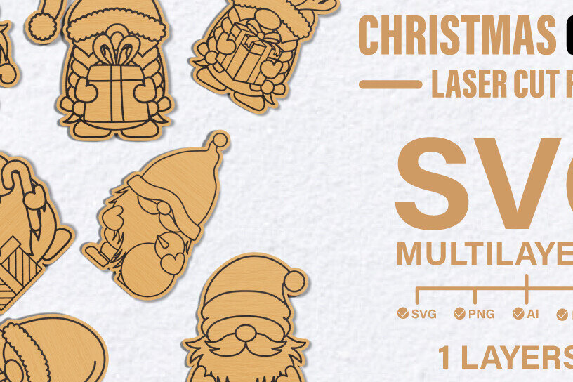 Intra απο ξύλο plywood 3mm-4mm πάχος κοπής με λέιζερ Christmas Gnome Δίασταση 20x30 cm INTRAFABR-82242114